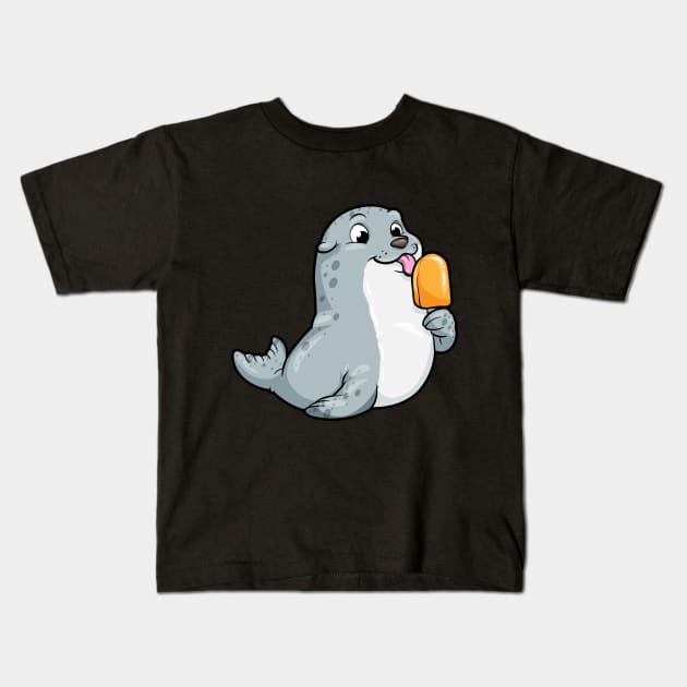 Seal with Popsicles Kids T-Shirt by Markus Schnabel